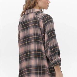 UO Brendan Peach Drapey Button-Through Shirt